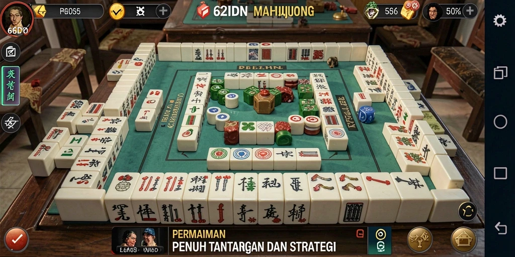 Tampilan gameplay Mahjong menarik di 62IDN.