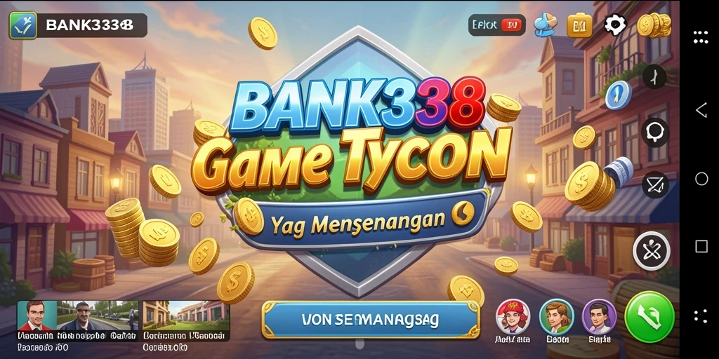 Tampilan gameplay menarik dari BANK338 yang menunjukkan manajemen bisnis yang dinamis.