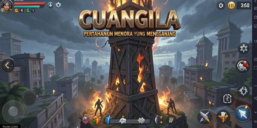 Tampilan gameplay menara pertahanan yang menegangkan di CUANGILA.