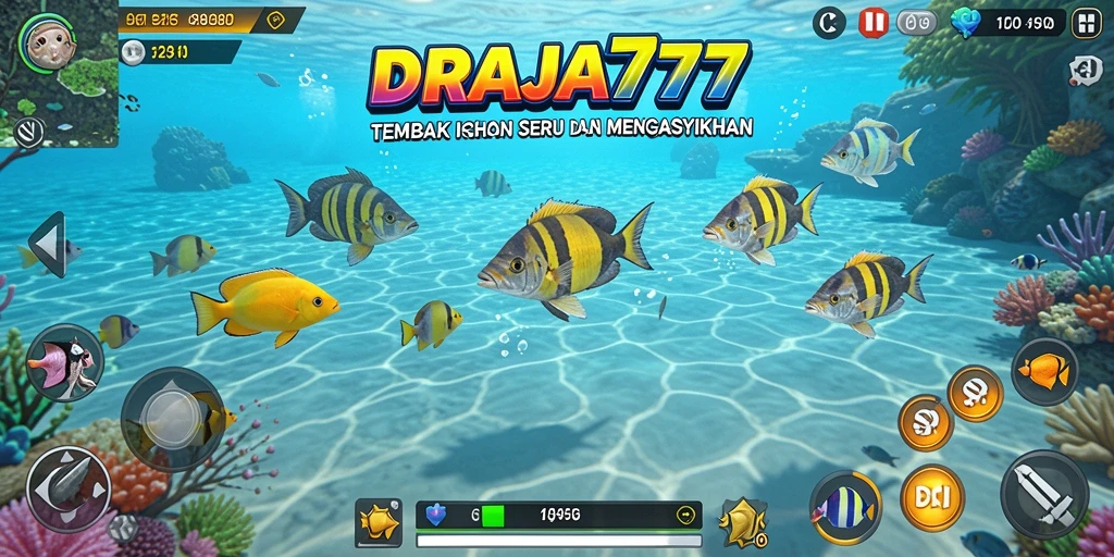 Gameplay DRAJA777 yang seru saat menembak ikan.