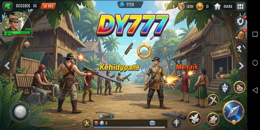 Screenshot DY777 menampilkan gameplay simulasi yang penuh warna dan interaktif.