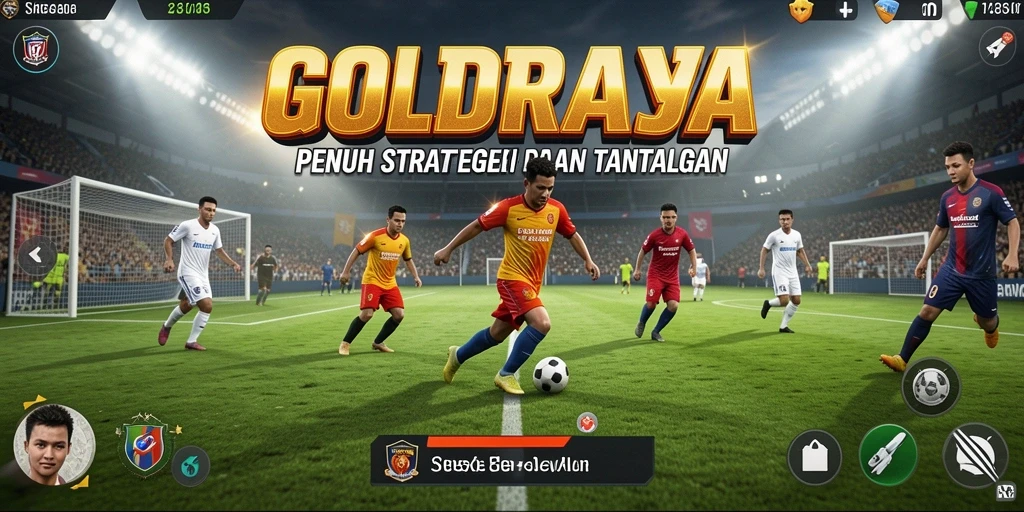 Screenshot gameplay yang menunjukkan aksi seru di lapangan sepak bola.