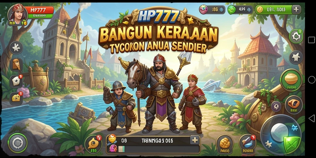 Tampilan gameplay HP777 yang menarik saat membangun kerajaan Tycoon.