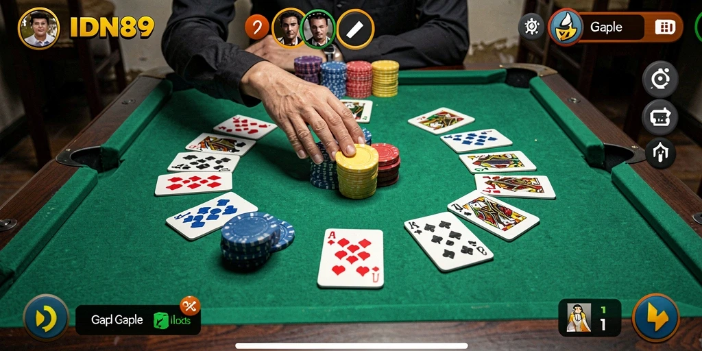 Screenshot IDN89 menampilkan gameplay Gaple yang seru dan interaktif.
