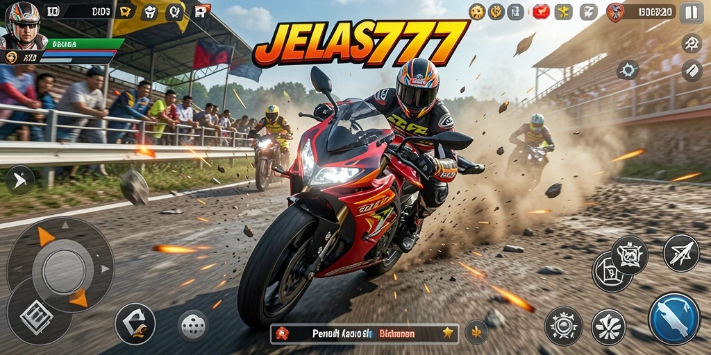 Tampilan mendebarkan dari gameplay <strong>JELAS777</strong> dengan kecepatan tinggi dan aksi balapan.