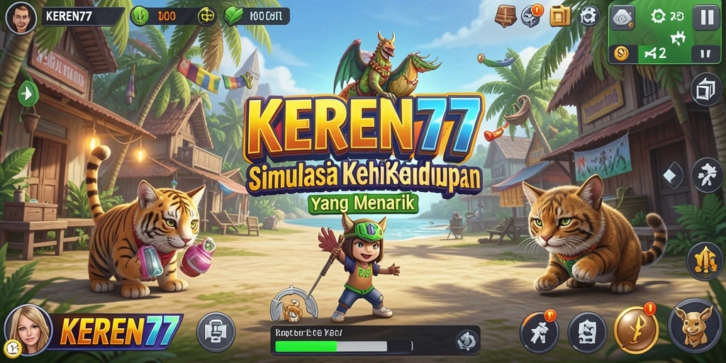 Screenshot gameplay KEREN77 yang menampilkan interaksi karakter dalam simulasi.