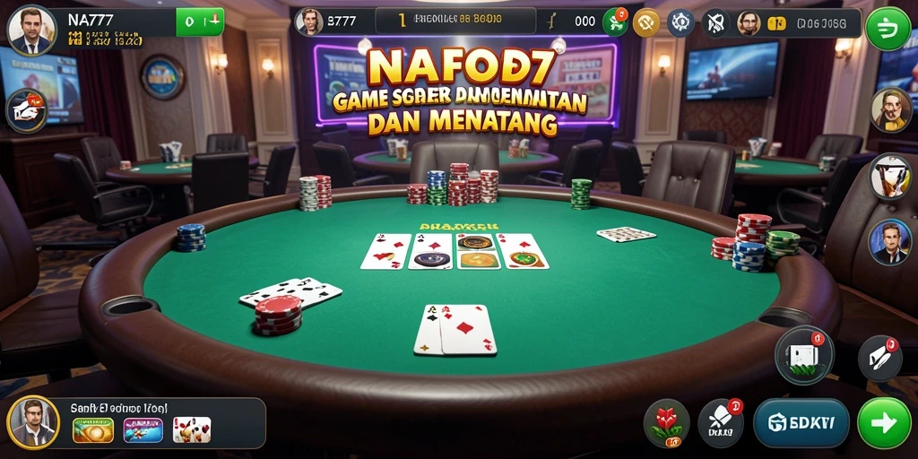 Tampilan antar muka permainan Poker yang menarik dan interaktif.