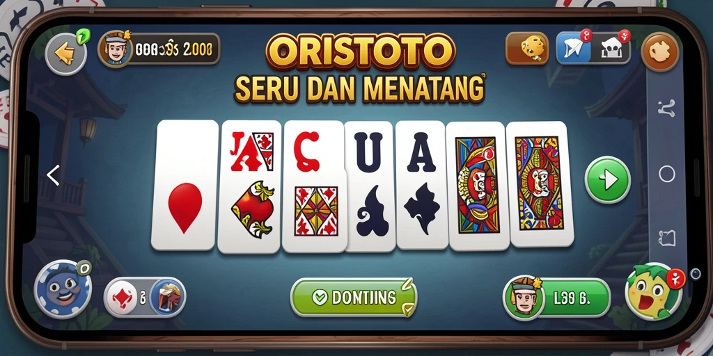 Tampilan utama gameplay ORISTOTO dengan papan Domino yang menarik.