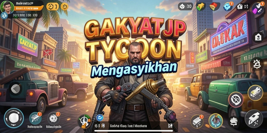 Tampilan gameplay RAKYATJP dengan berbagai strategi Tycoon.