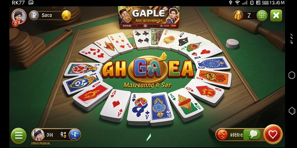 Tampilan gameplay RK77 yang seru dan menarik saat bermain Gaple.