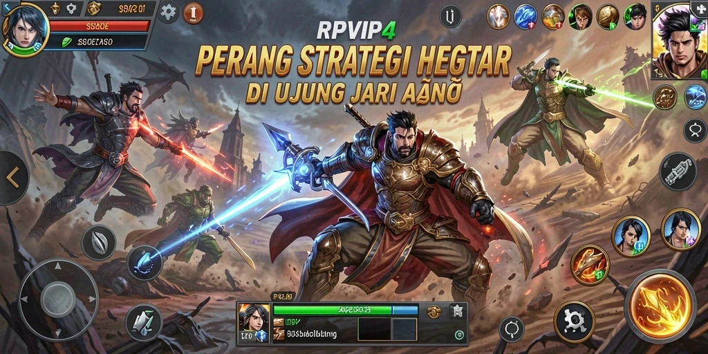 Screenshot RPVIP4 menampilkan aksi pertempuran strategi yang mendebarkan.