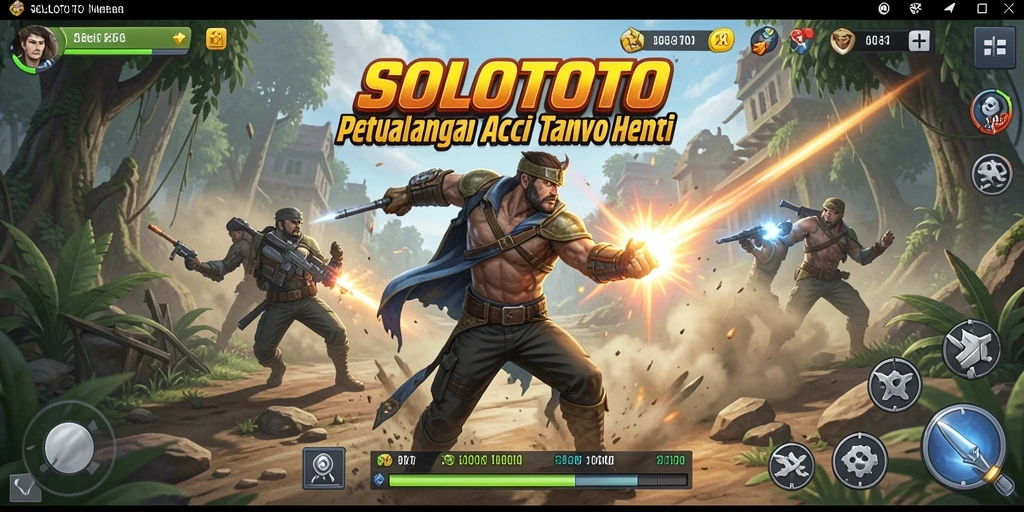 Tangkapan layar gameplay SOLOTOTO menampilkan aksi mendebarkan dengan karakter berlatarkan grafis menawan.