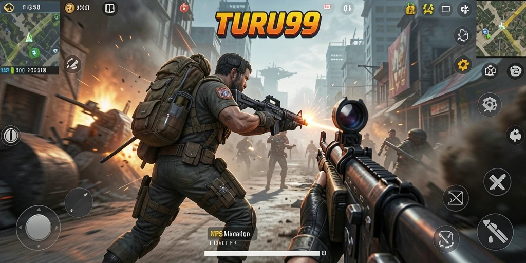 Tangkapan layar TURU99 yang menampilkan aksi seru dalam gameplay TPS.